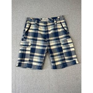 Nautica Bermuda Shorts Mens 36 Blue White‎ Plaid Loose Fit Golf 10" Inseam